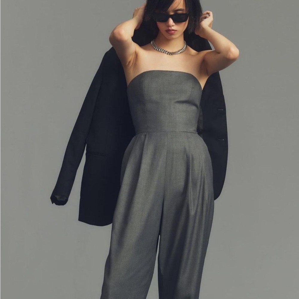 Wayf Charcoal Strapless Jumpsuit